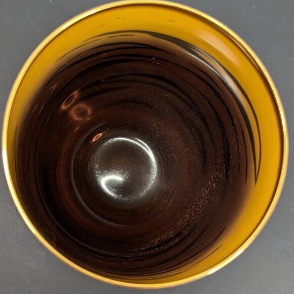 BOHEMIA Crystal Vintage Tiger Stripe Amber Black Gold Vase - Picture 8 of 10